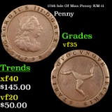 1798 Isle Of Man Penny KM-11 Grades vf++