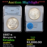 ***Auction Highlight*** 1887-s Morgan Dollar $1 Graded ms64+ By NNC (fc)