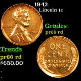 Proof 1942 Lincoln Cent 1c Grades Gem+ Proof Red