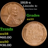 1918-s Lincoln Cent 1c Grades Select AU