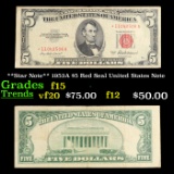 **Star Note** 1953A $5 Red Seal United States Note Grades f+