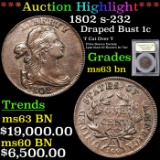 ***Auction Highlight*** 1802 Draped Bust Large Cent s-232 1c Graded Select Unc BN By USCG (fc)
