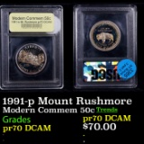 1991-s Mount Rushmore Modern Commem Half Dollar 50c Graded pr70 DCAM, Perfection BY USCG