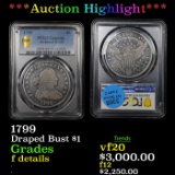***Auction Highlight*** PCGS 1799 Draped Bust Dollar $1 Graded f details By PCGS (fc)