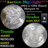 ***Auction Highlight*** NGC 1884-cc Morgan Dollar GSA Hoard $1 Graded ms61 By NGC (fc)