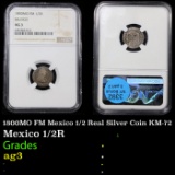NGC 1800MO FM Mexico 1/2 Real Silver Coin KM-72 Graded ag3 By NGC