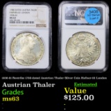 NGC 1936-61 Restrike 1780-dated Austrian Thaler Silver Coin Hafner-63 London Graded ms63 By NGC