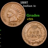 1897 Indian Cent 1c Grades vf+