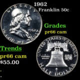 Proof 1962 Franklin Half Dollar 50c Grades GEM+ Proof Cameo