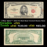 **Star Note** 1953 $5 Red Seal United States Note Grades vf+