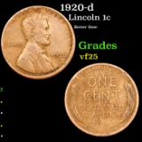 1920-d Lincoln Cent 1c Grades vf+