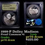 Proof 1999-P Dolley Madison Modern Commem Dollar $1 Graded GEM++ Proof Deep Cameo BY USCG