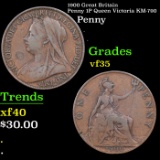 1900 Great Britain Penny 1P Queen Victoria KM-790 Grades vf++
