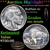 ***Auction Highlight*** 1914-p Mint Error Split Planchet! WOW! Buffalo Nickel 5c Grades Unc Details