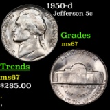 1950-d Jefferson Nickel 5c Grades GEM++ Unc