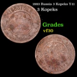 1883 Russia 3 Kopeks Y-11 Grades vf++
