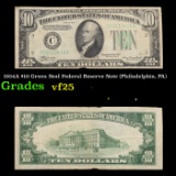 1934A $10 Green Seal Federal Reserve Note (Philadelphia, PA) Grades vf+