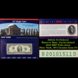 2003A $2 Federal Reserve Note, Uncirculated 2010 BEP Folio Issue (New York, NY) Grades Gem CU