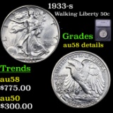 1933-s Walking Liberty Half Dollar 50c Graded au58 details By SEGS