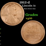 1912-d Lincoln Cent 1c Grades vg+