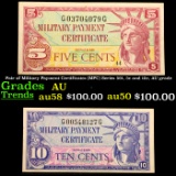 Pair of Military Payment Certificates (MPC) Series 591, 5c and 10c, AU grade Grades Choice AU