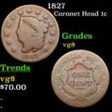 1827 Coronet Head Large Cent 1c Grades vg, very good