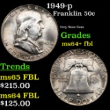 1949-p Franklin Half Dollar 50c Grades Choice Unc+ FBL
