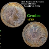 1869 Austria 20 Kreuzer, Silver KM-2212 Grades vf++