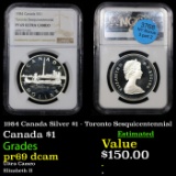 Proof NGC 1984 Canada Silver $1 - Toronto Sesquicentennial Graded pr69 dcam By NGC