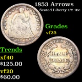 1853 Arrows Seated Liberty Half Dime 1/2 10c Grades vf++