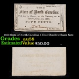 1866 State of North Carolina 5 Cent Obsollete Bank Note Grades Choice AU/BU Slider
