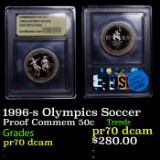 Proof 1996-s Olympics Soccer Modern Commem Half Dollar 50c Graded GEM++ Proof Deep Cameo BY USCG