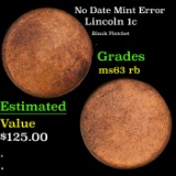 No Date Lincoln Cent Mint Error 1c Grades Select Unc RB