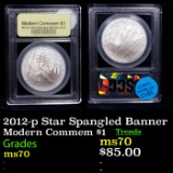 2012-p Star Spangled Banner Modern Commem Dollar $1 Graded ms70, Perfection BY USCG