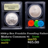 2006-p Ben Franklin Founding Father Modern Commem Dollar $1 Graded ms70, Perfection BY USCG