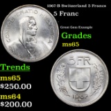 1967-B Switzerland 5 Francs Grades GEM Unc