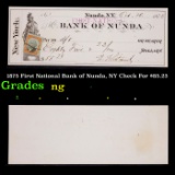 1875 First National Bank of Nunda, NY Check For $85.23 Grades NG