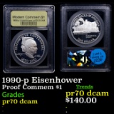 Proof 1990-p Eisenhower Modern Commem Dollar $1 Graded GEM++ Proof Deep Cameo BY USCG