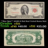 **Star Note** 1953B $2 Red Seal United States Note Grades vf+