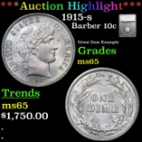 ***Auction Highlight*** 1915-s Barber Dime 10c Graded ms65 By SEGS (fc)