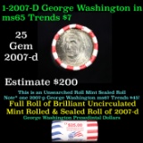 Full Roll of 2007-d George Washington Presidential $1 Coin Rolls in Original United State Mint Wrapp