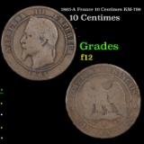 1865-A France 10 Centimes KM-798 Grades f, fine