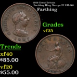 1806 Great Britain Farthing King George III KM-661 Grades vf details
