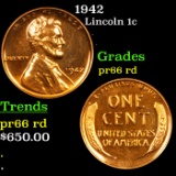 Proof 1942 Lincoln Cent 1c Grades Gem+ Proof Red