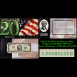 2003A $2 Federal Reserve Note, Uncirculated 2008 BEP Folio Issue (Chicago, IL) Grades Gem CU