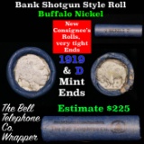 Buffalo Nickel Shotgun Roll in Old Bank Style 'Bell Telephone'  Wrapper 1919 & D Mint Ends.