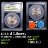 1986-d Liberty Modern Commem Half Dollar 50c Graded ms70, Perfection BY USCG