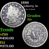 1886 Liberty Nickel 5c Grades f+