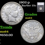 1902-p Barber Quarter 25c Graded ms64 By SEGS