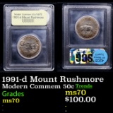 1991-d Mount Rushmore Modern Commem Half Dollar 50c Graded ms70, Perfection BY USCG